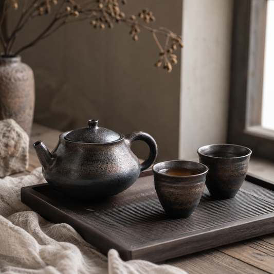 Sky Ash Tea Set — One Teapot & Two Cups Gift Set