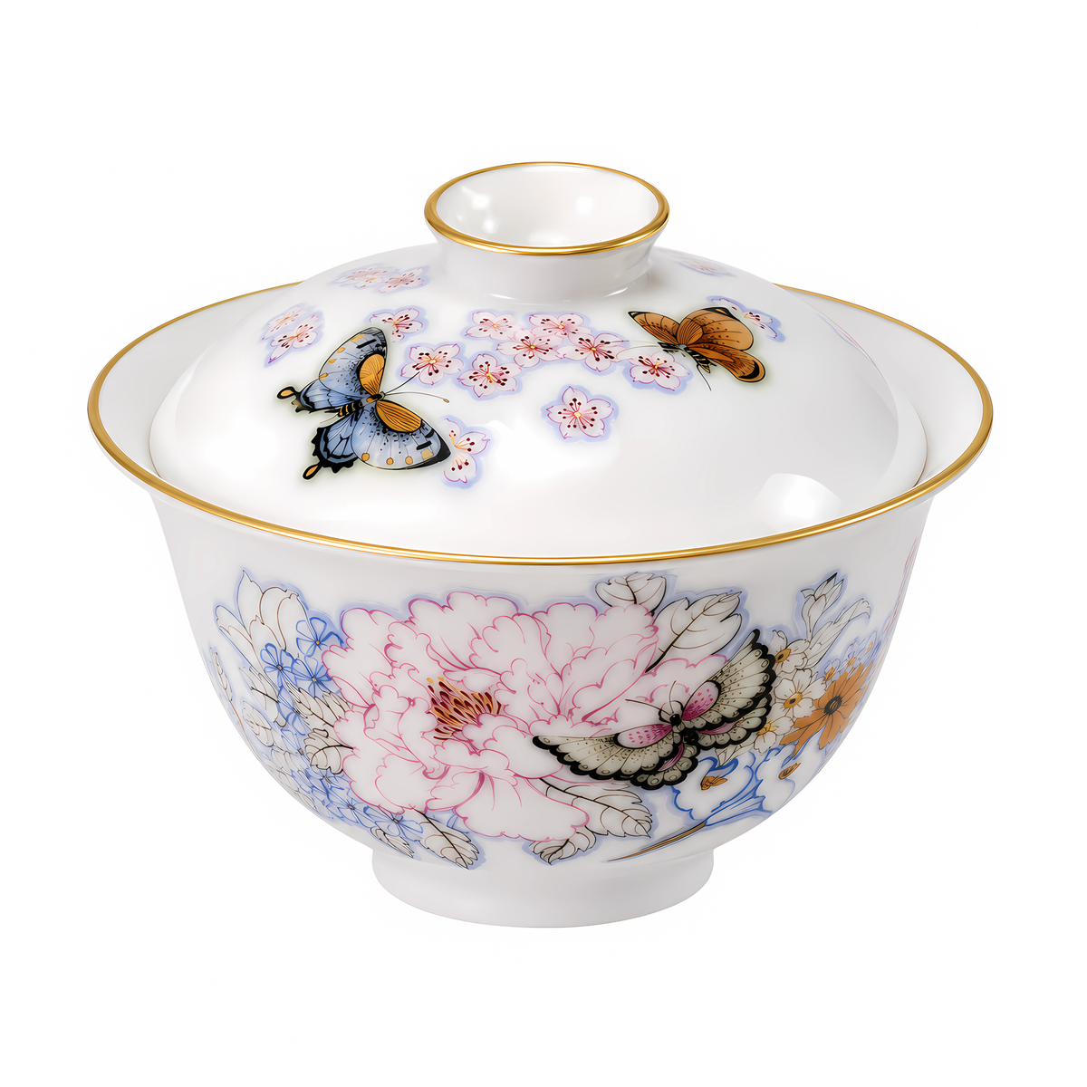 Butterfly & Peony Hand-Painted Gaiwan
