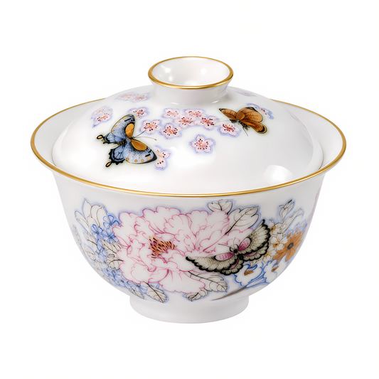 Butterfly & Peony Hand-Painted Gaiwan