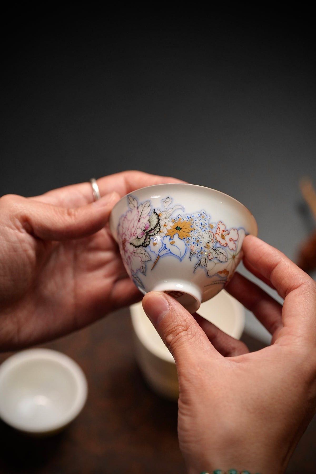 Butterfly & Peony Hand-Painted Gaiwan