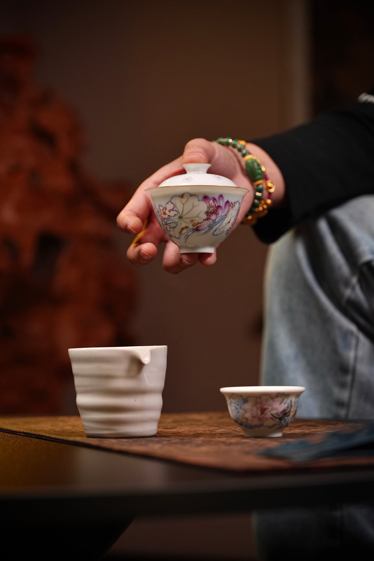 Butterfly & Peony Hand-Painted Gaiwan