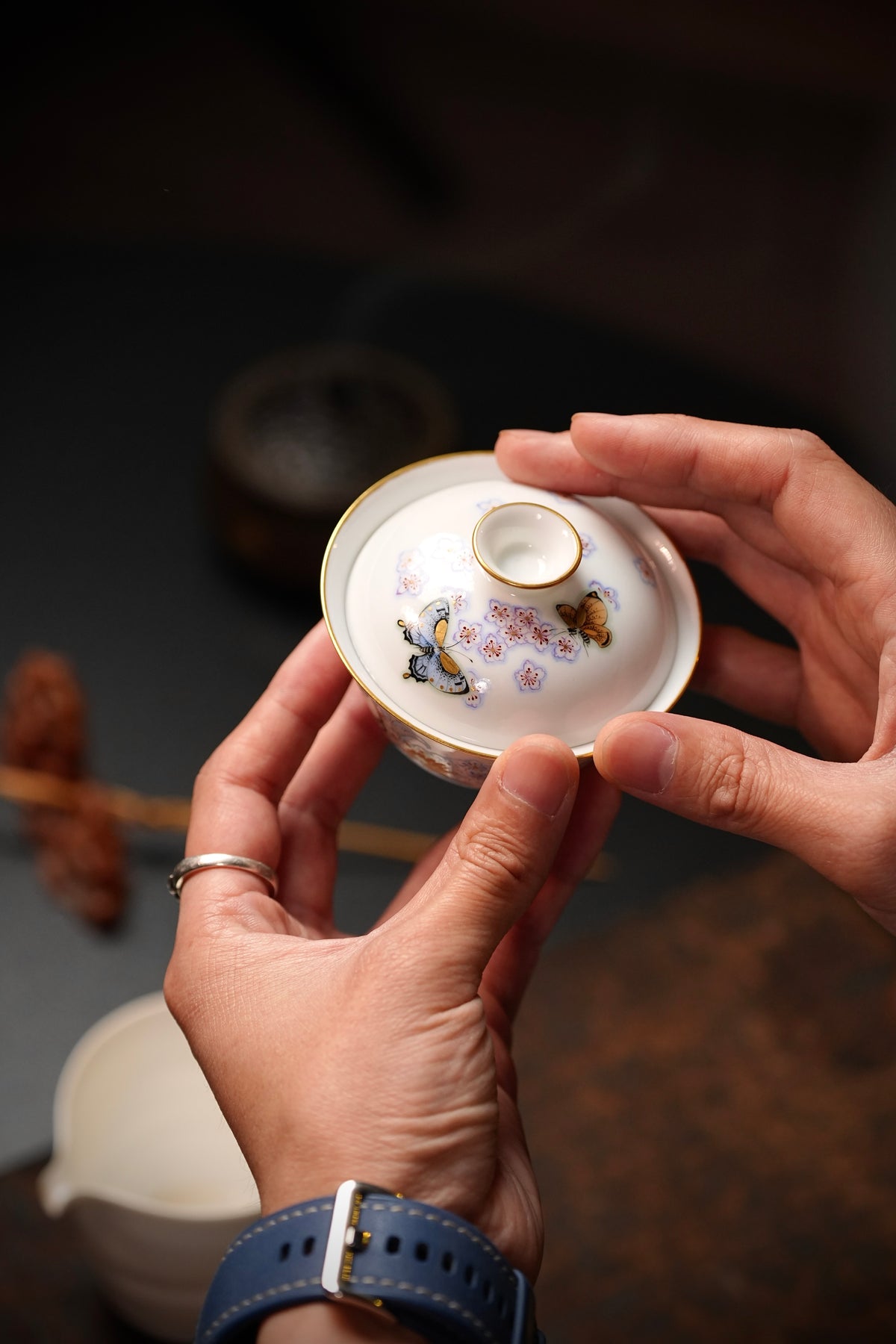 Butterfly & Peony Hand-Painted Gaiwan