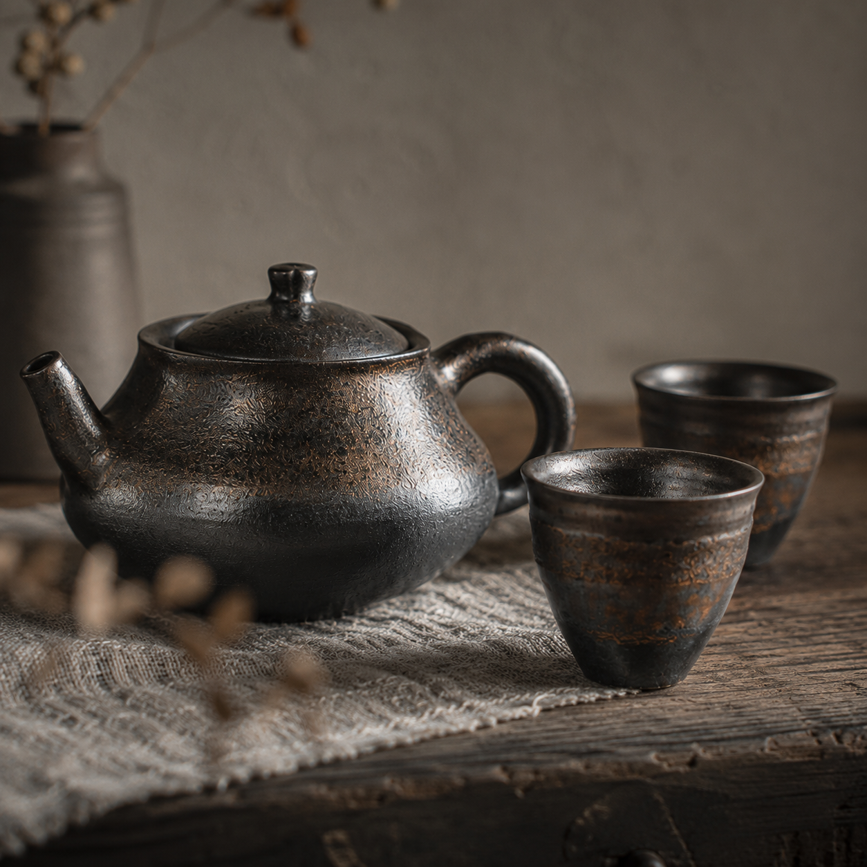 Sky Ash Tea Set — One Teapot & Two Cups Gift Set