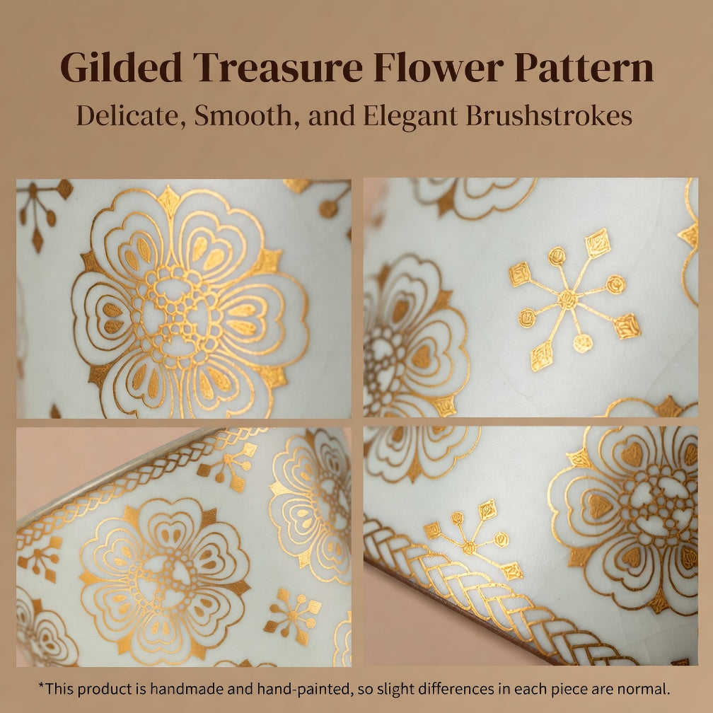 Yu Tang Ru Kiln Gold-Painted Treasure Flower Coffee Cup & Saucer Set – Wabi-Sabi Series