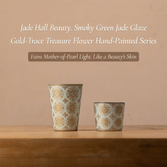 Yu Tang Ru Kiln Gold-Painted Treasure Flower Coffee Cup & Saucer Set – Wabi-Sabi Series