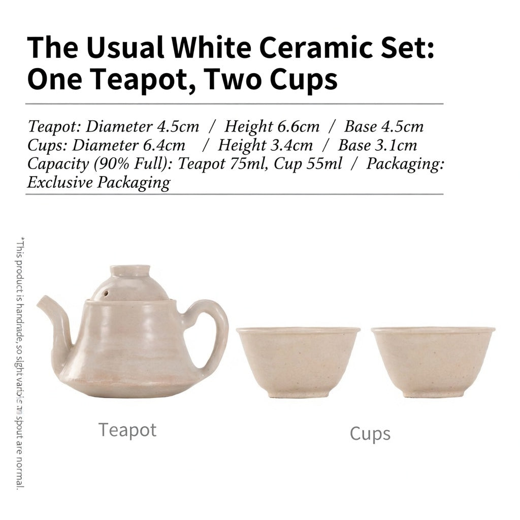 Simple as Always – White Ceramic Twilight Mist Teapot &amp; Cup Set