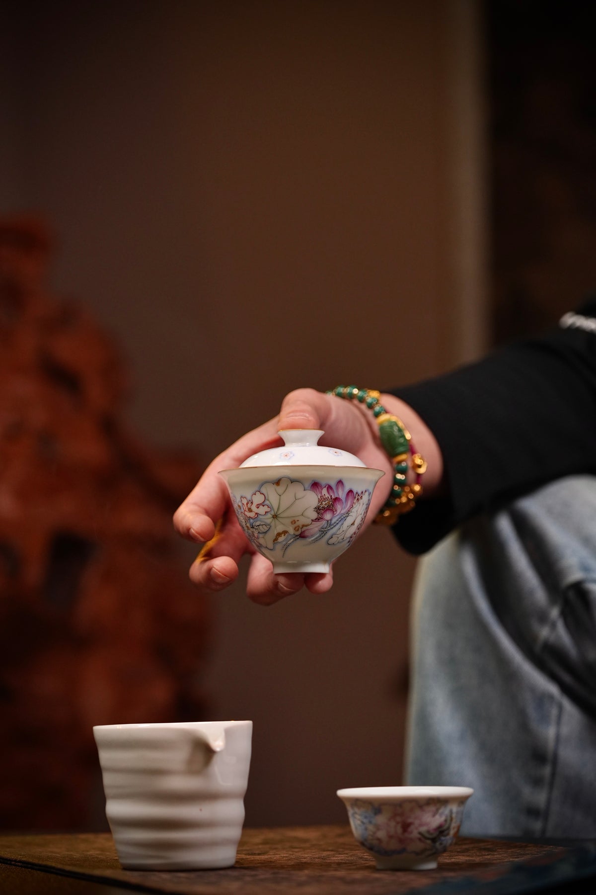 Butterfly & Peony Hand-Painted Gaiwan