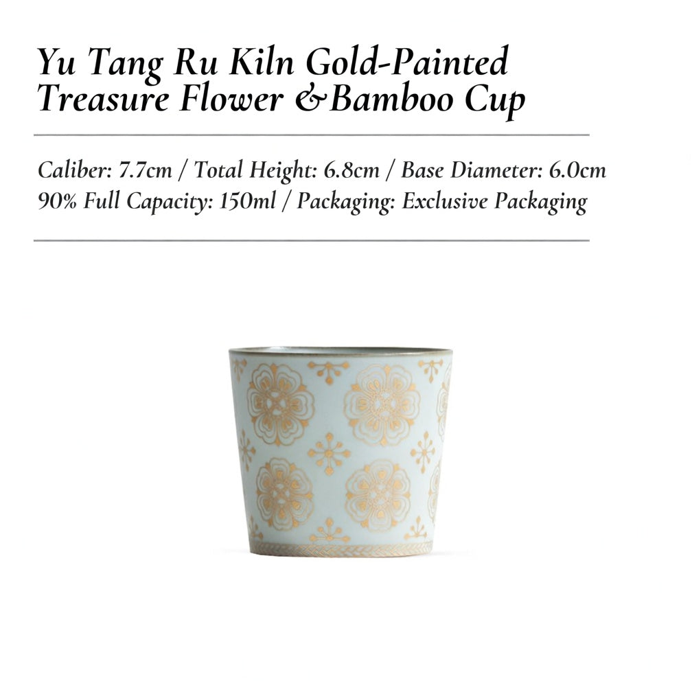 Yu Tang Ru Kiln Gold-Painted Treasure Flower Coffee Cup & Saucer Set – Wabi-Sabi Series