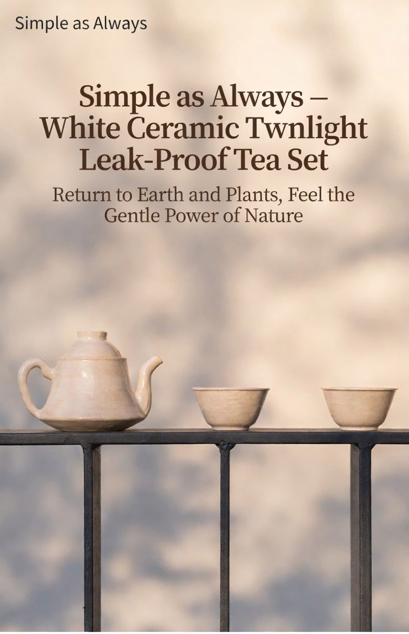 Simple as Always – White Ceramic Twilight Mist Teapot &amp; Cup Set